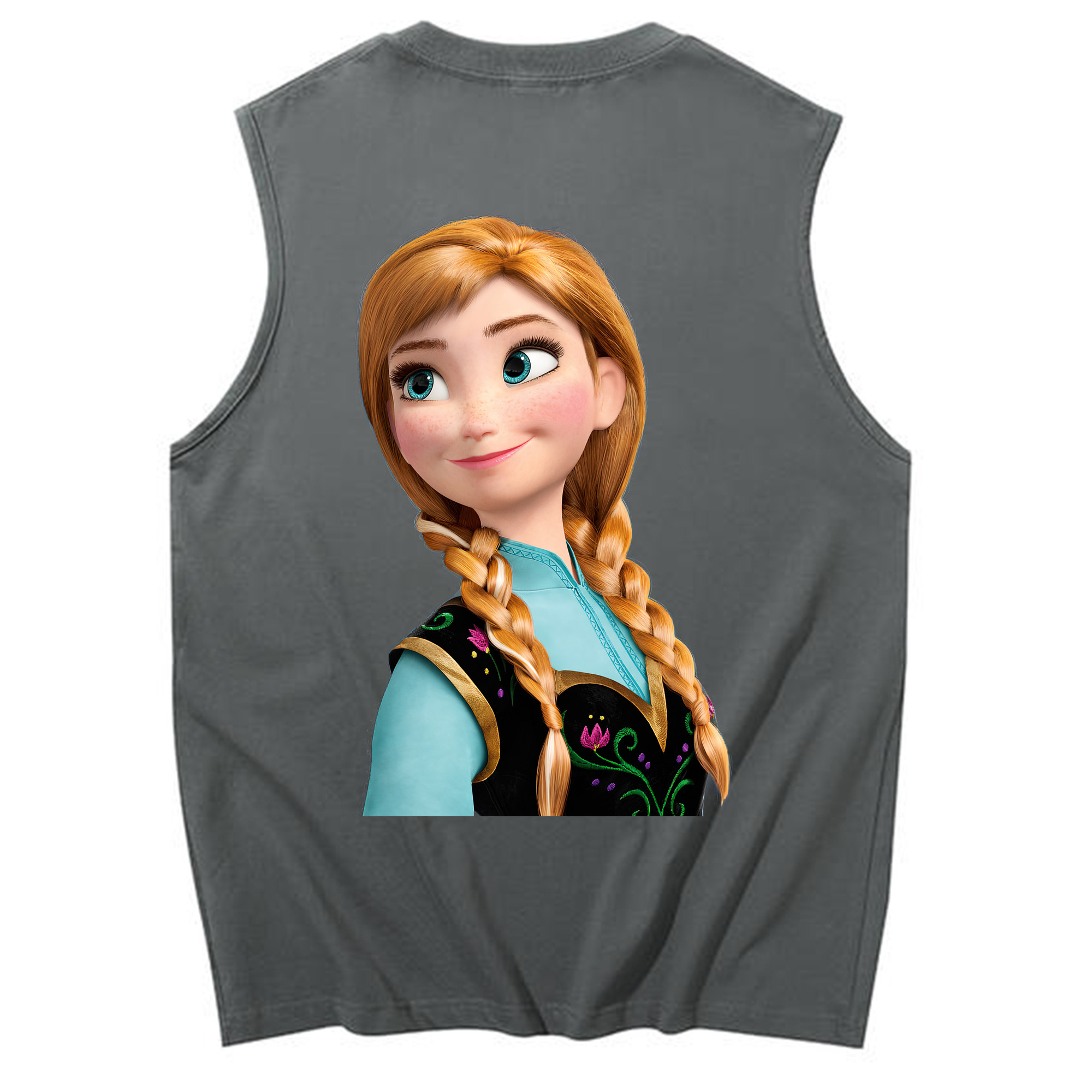 （画像用） アナと雪の女王 アンナ エルサ Frozen Anna Elsa コットン100％タンクトップ（背面プリント）